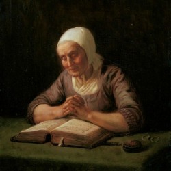 An old lady reading